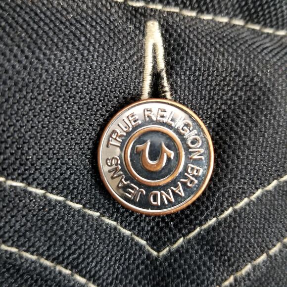 True Religion Horseshoe Black Canvas Weekender Duffel Travel Bag - Picture 4 of 10